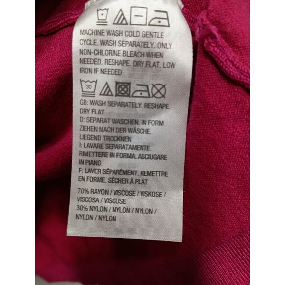 Susan Graver Womens Sweater Size 1X Hot Pink Cold Shoulder Mock Neck Keyhole - Picture 5 of 8